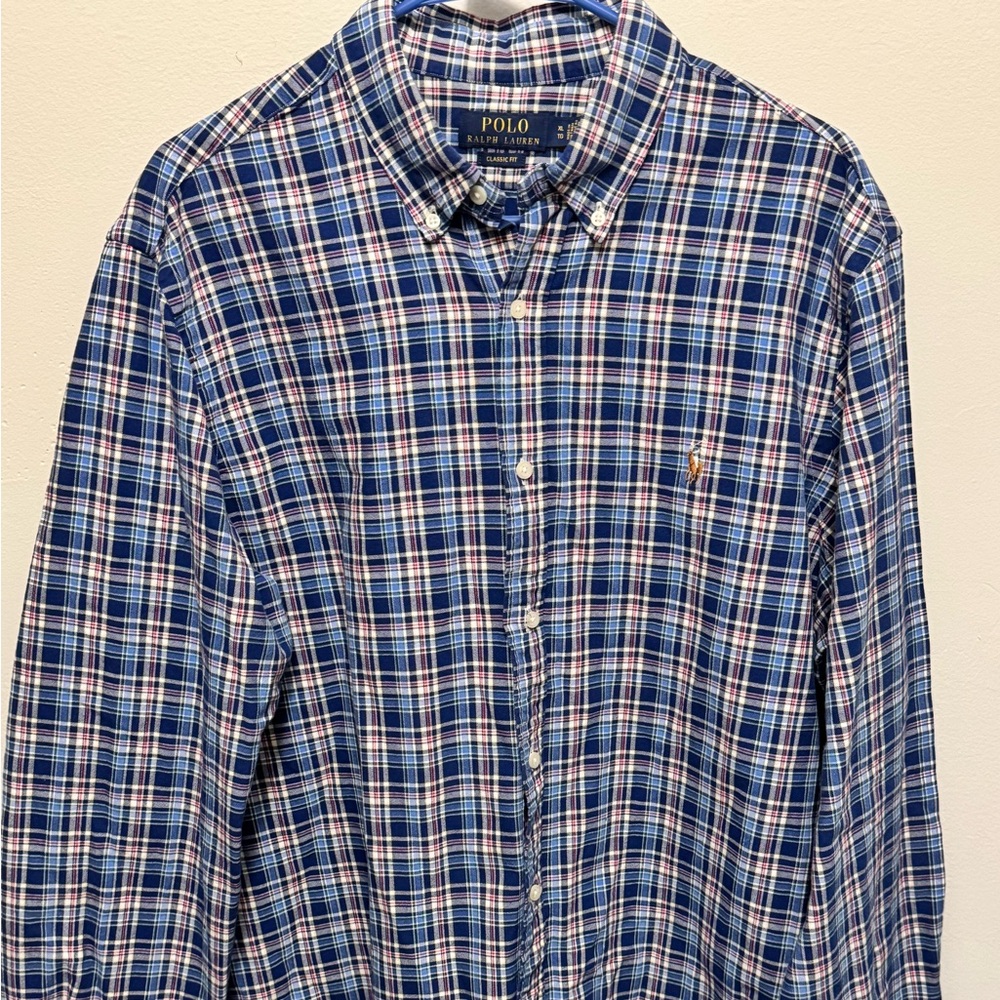 Polo Ralph Lauren Blue and White Plaid Shirt